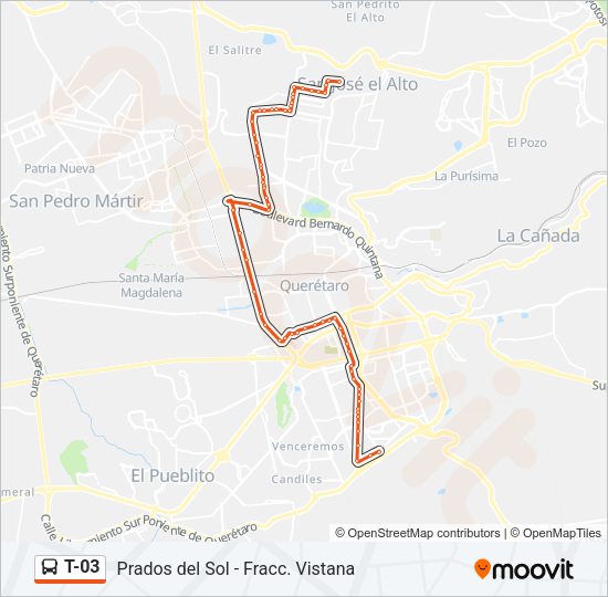 Mapa de T-03 de autobús