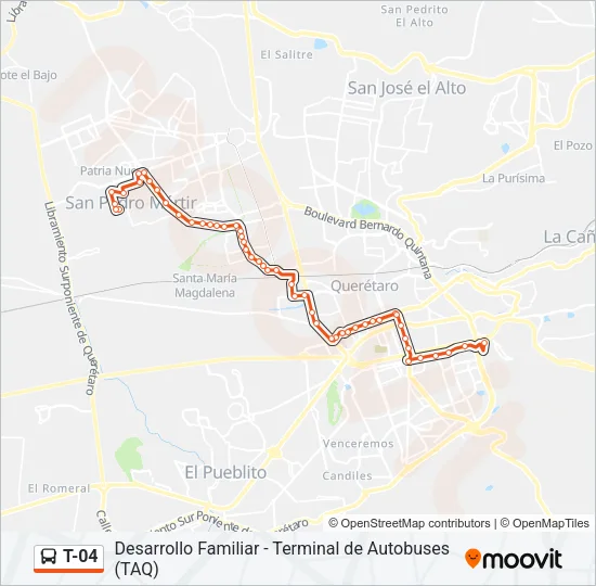 Mapa de T-04 de autobús