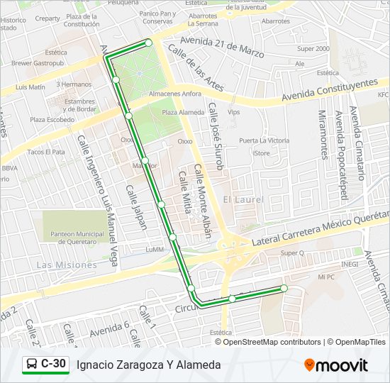 Mapa de C-30 de autobús