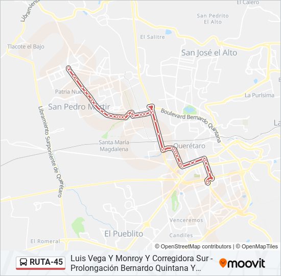 Ruta horarios, paradas y mapas Prolongación Bernardo Quintana Y