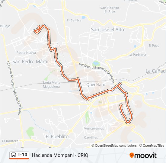 T-10 Bus Line Map