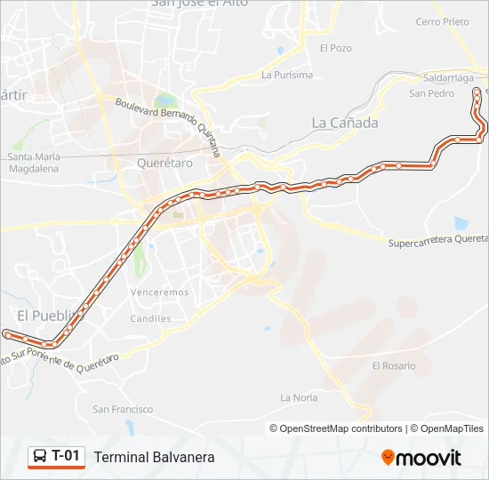 Mapa de T-01 de autobús
