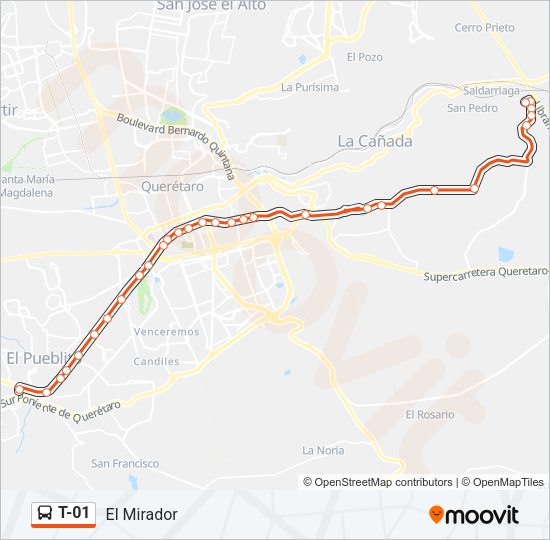 Mapa de T-01 de autobús