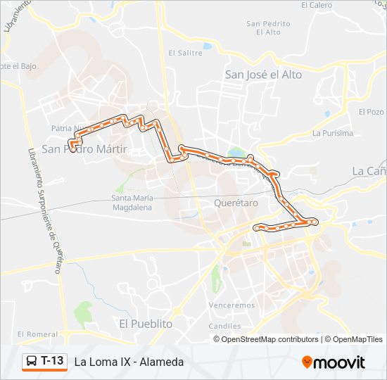 T-13 Bus Line Map