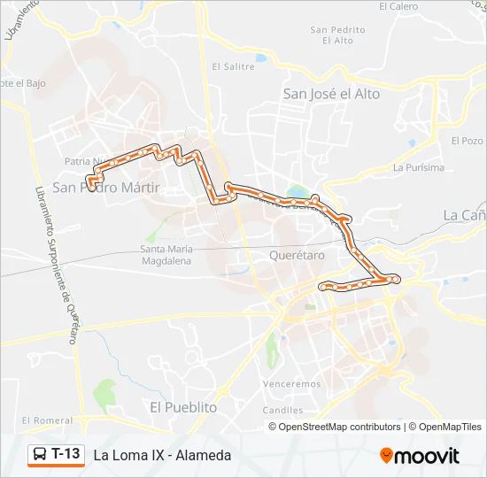 T-13 Bus Line Map