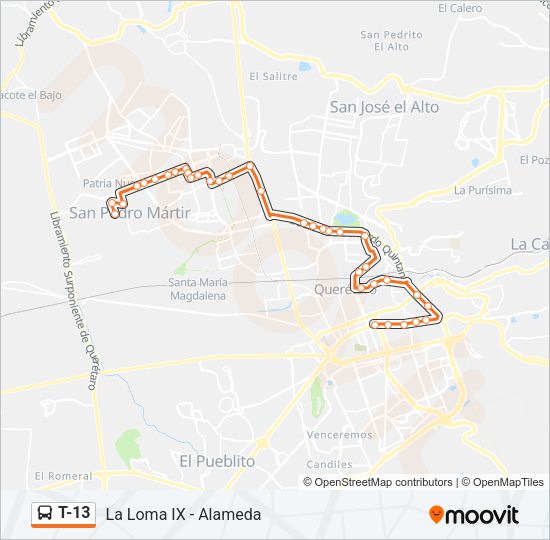 T-13 Bus Line Map