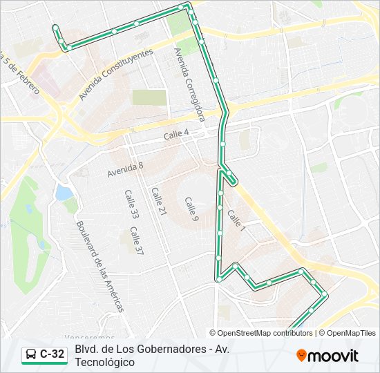 C-32 Bus Line Map