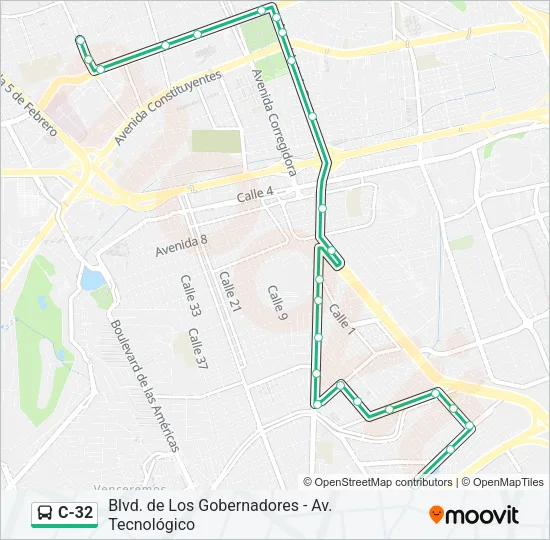 C-32 Bus Line Map