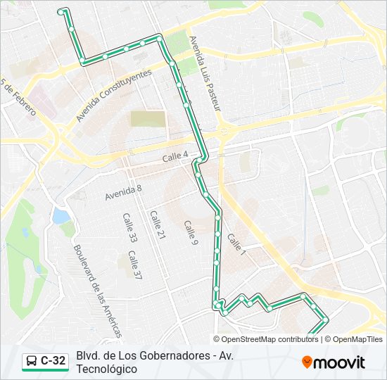 C-32 Bus Line Map