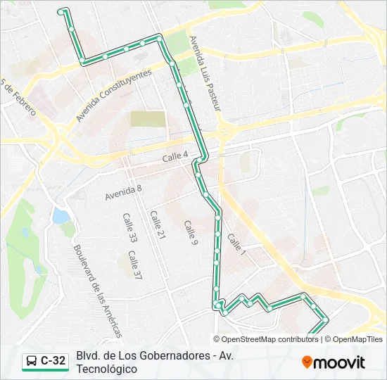C-32 Bus Line Map