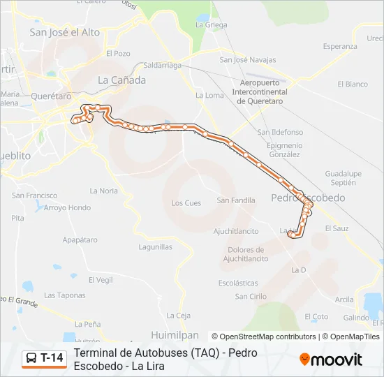 Mapa de T-14 de autobús