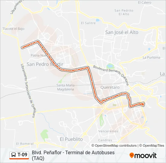 Mapa de T-09 de autobús