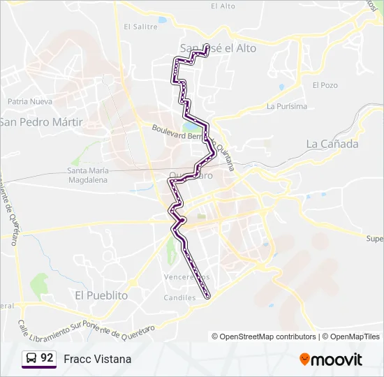 92 Bus Line Map