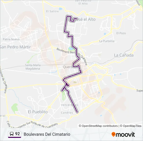 92 Bus Line Map