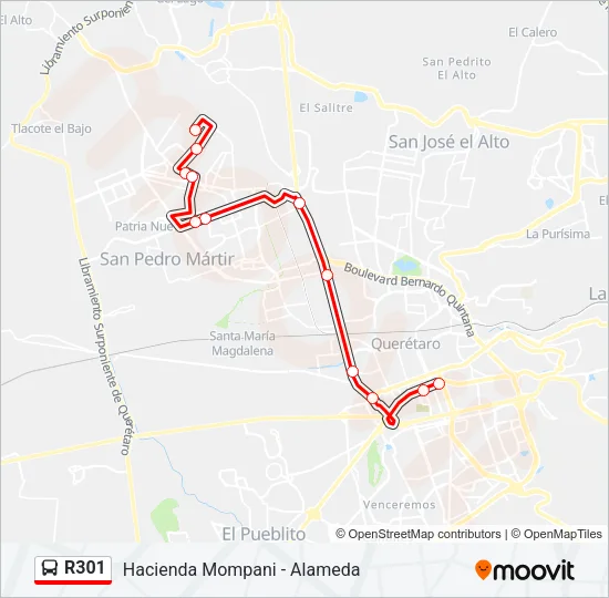 R301 Bus Line Map