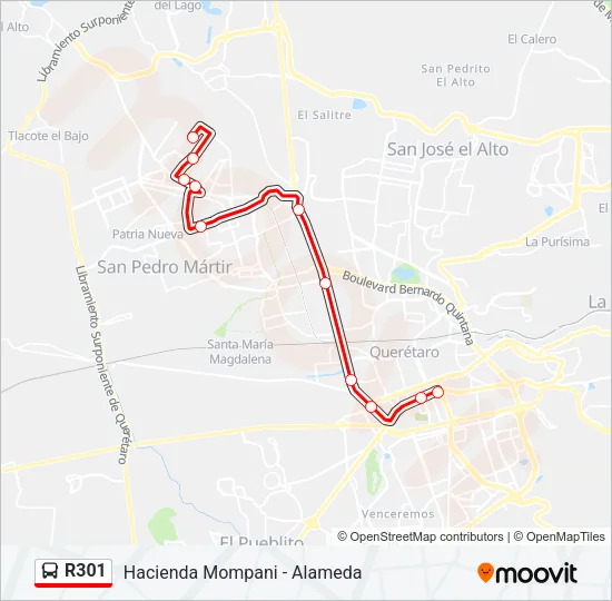 R301 Bus Line Map