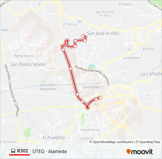 R302 Bus Line Map