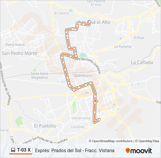 T-03 X Bus Line Map