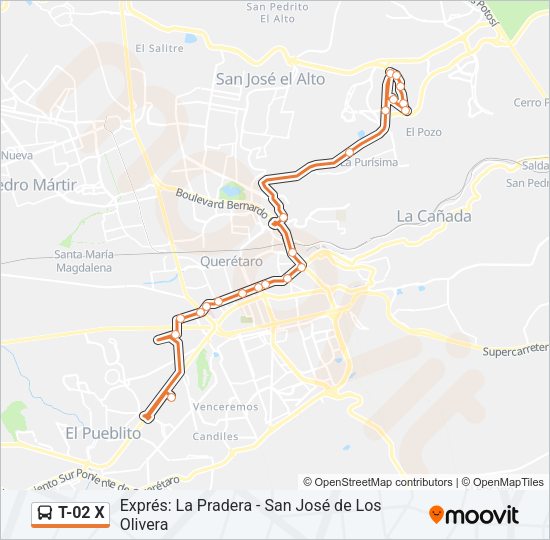 T-02 X Bus Line Map