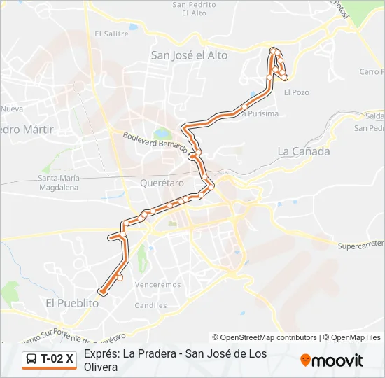 T-02 X Bus Line Map