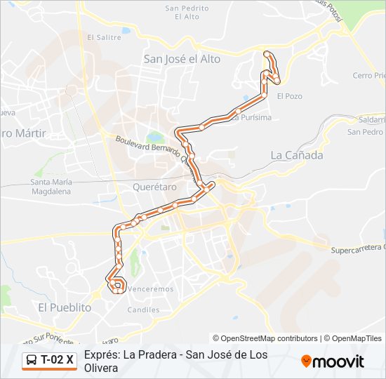T-02 X Bus Line Map