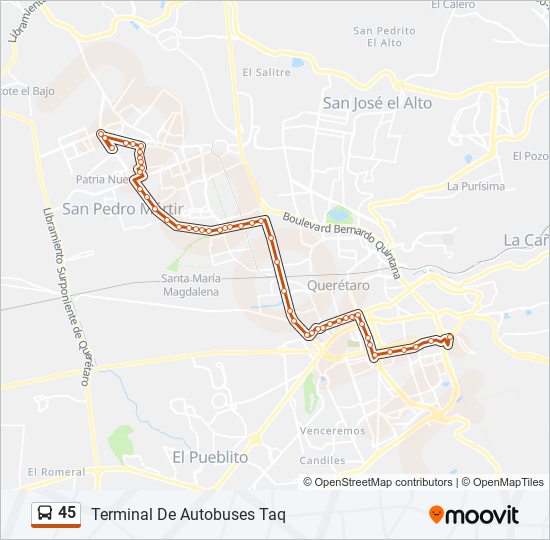 Mapa de 45 de autobús