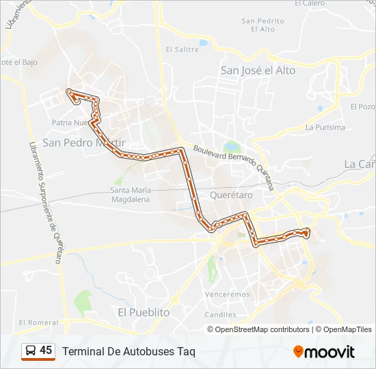 45 Bus Line Map