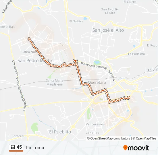 45 Bus Line Map