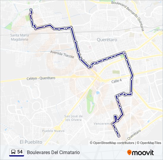 54 bus Line Map