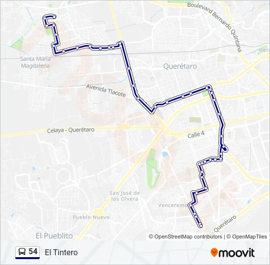 54 Bus Line Map