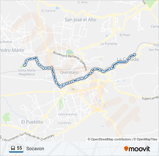 Mapa de 55 de autobús