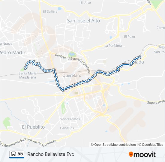 55 Bus Line Map