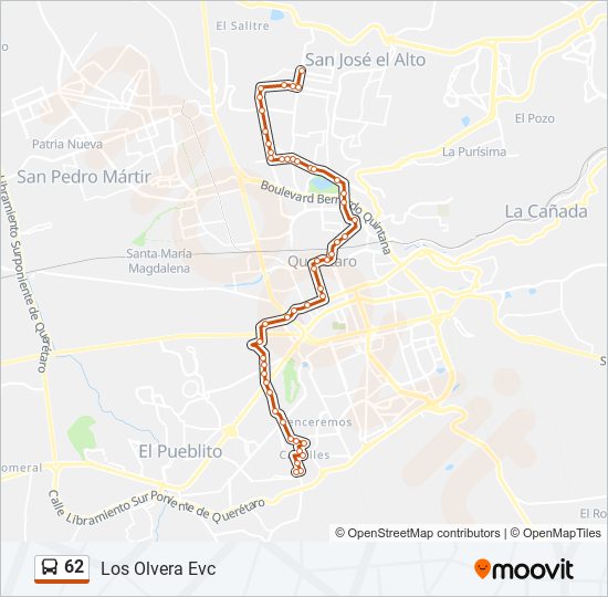 Mapa de 62 de autobús