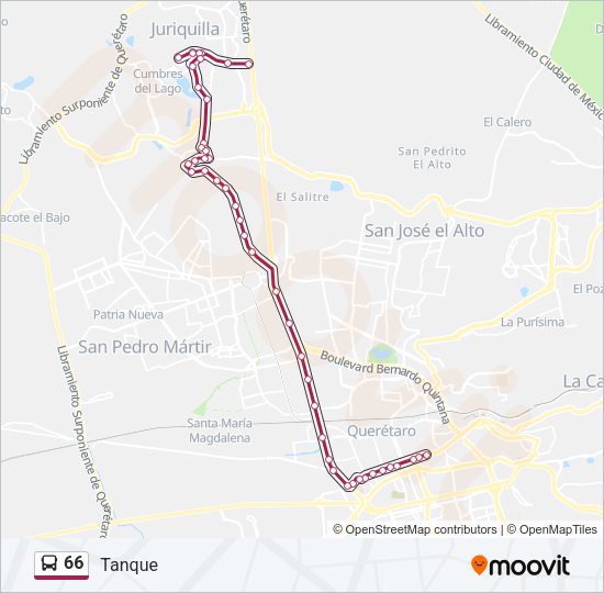 Mapa de 66 de autobús