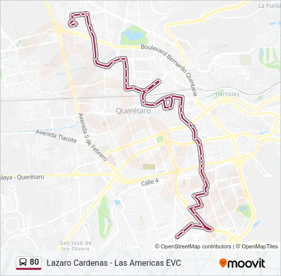 80 Bus Line Map