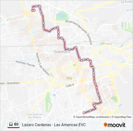 80 Bus Line Map
