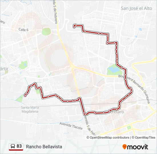 Mapa de 83 de autobús