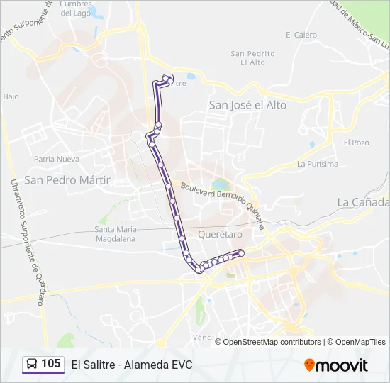 105 Bus Line Map