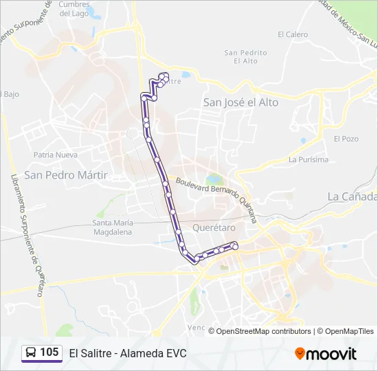 105 Bus Line Map