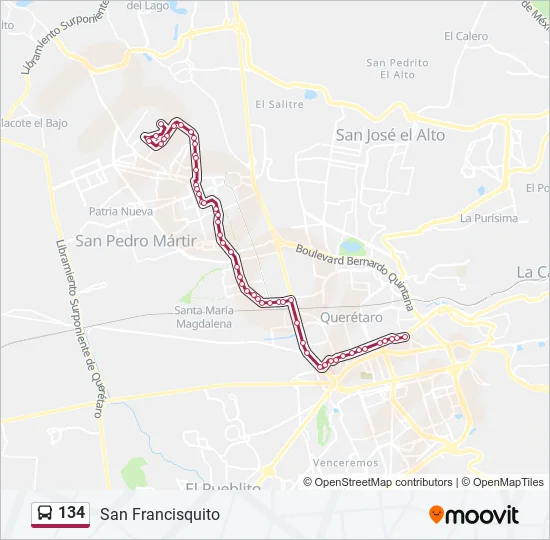 134 Bus Line Map