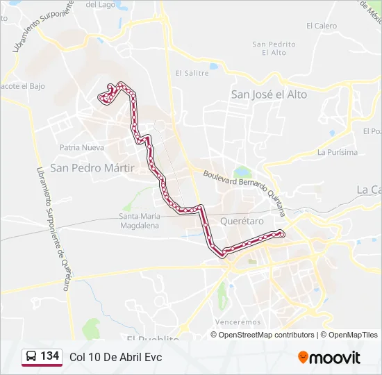 134 Bus Line Map
