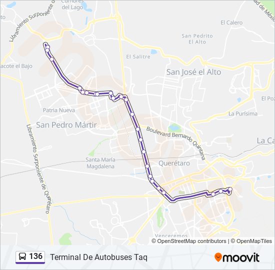 Mapa de 136 de autobús