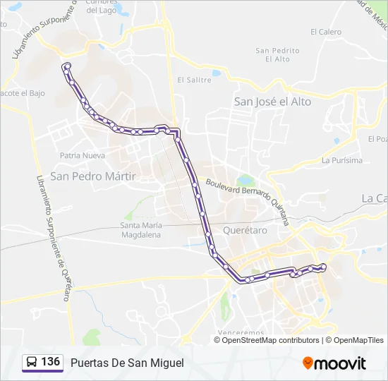 136 Bus Line Map