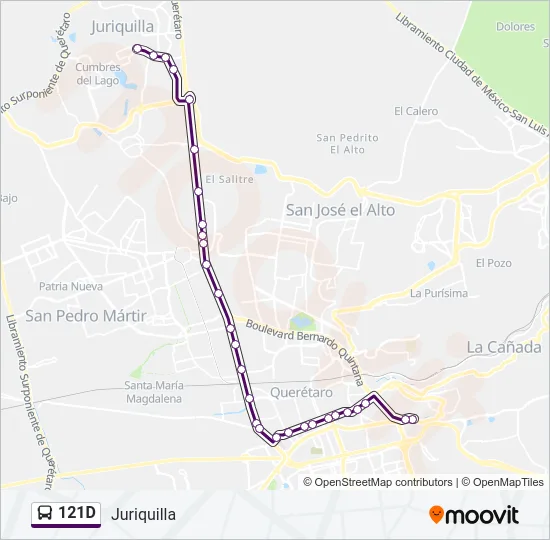 121D Bus Line Map