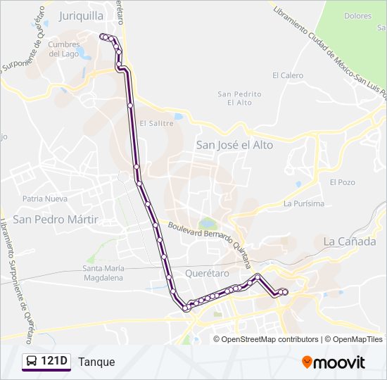121D Bus Line Map