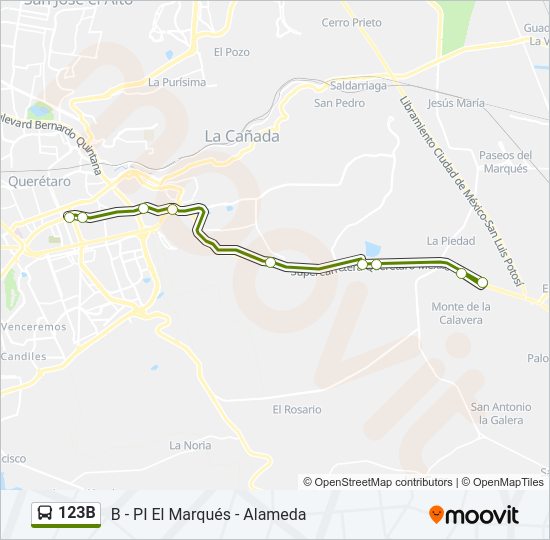 Mapa de 123B de autobús