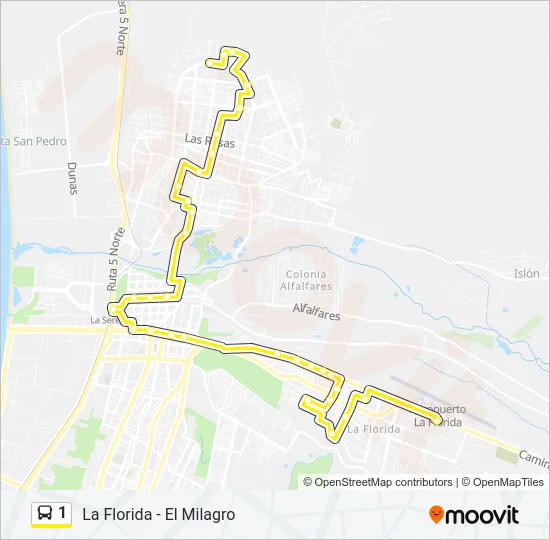 Mapa de 1 de autobús