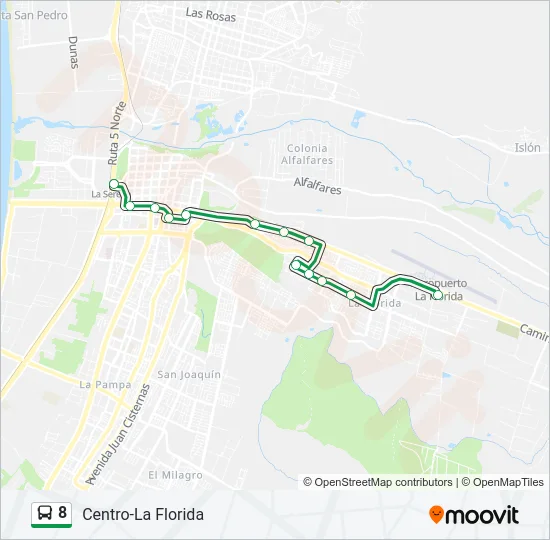 Mapa de 8 de autobús