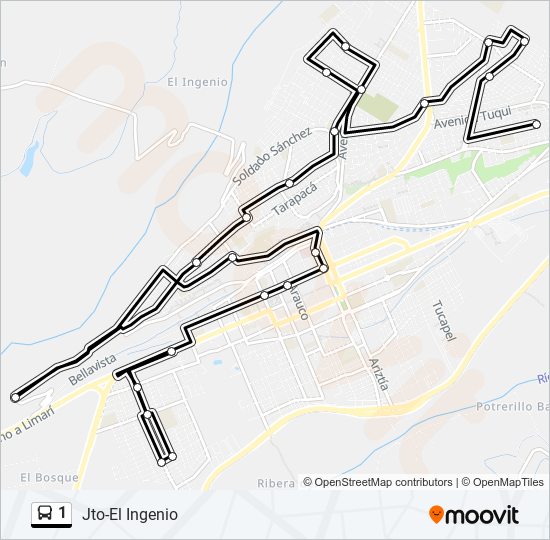 Mapa de 1 de autobús