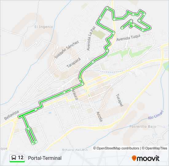 Mapa de 12 de autobús